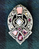Details about   3X Vintage Pink White Green Glass Fire Opal Celtic Scottish Thistle Brooches